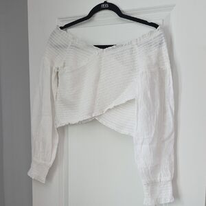 VENUS White Textured Off-Shoulder Blouse